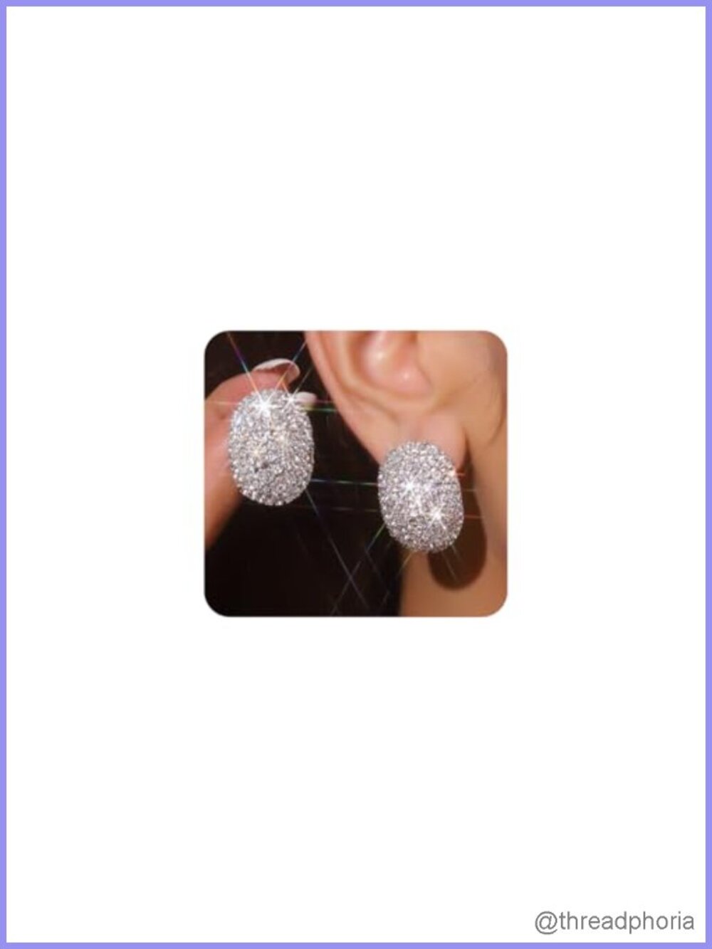 Silver Rhinestone Earrings Large Round Sparkling Crystal Stud Statement Dangle